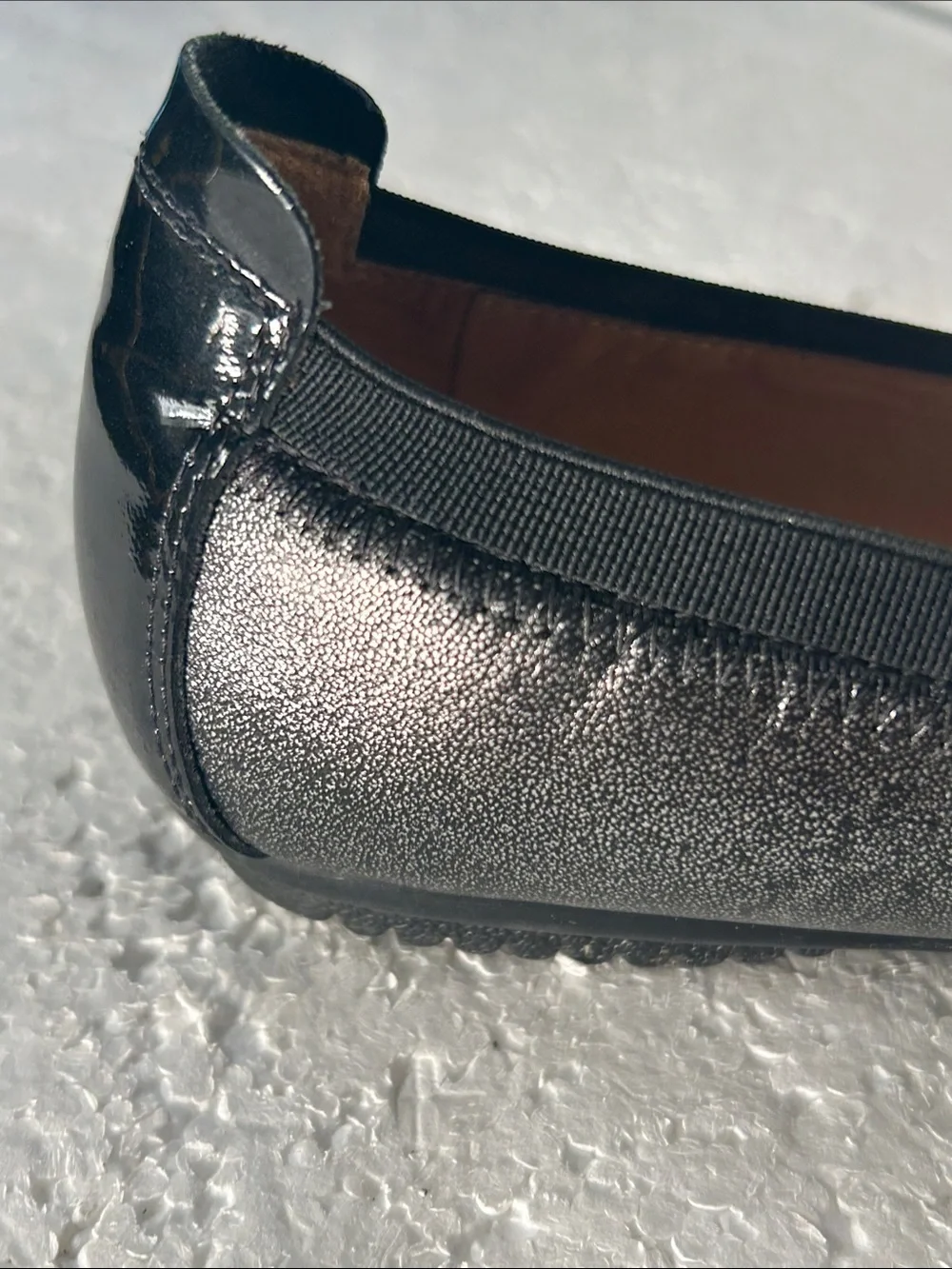 Josef Seibel SZ7-8 Metallic Silver Pippa Leather Ballet Flat Closet Staple Old $